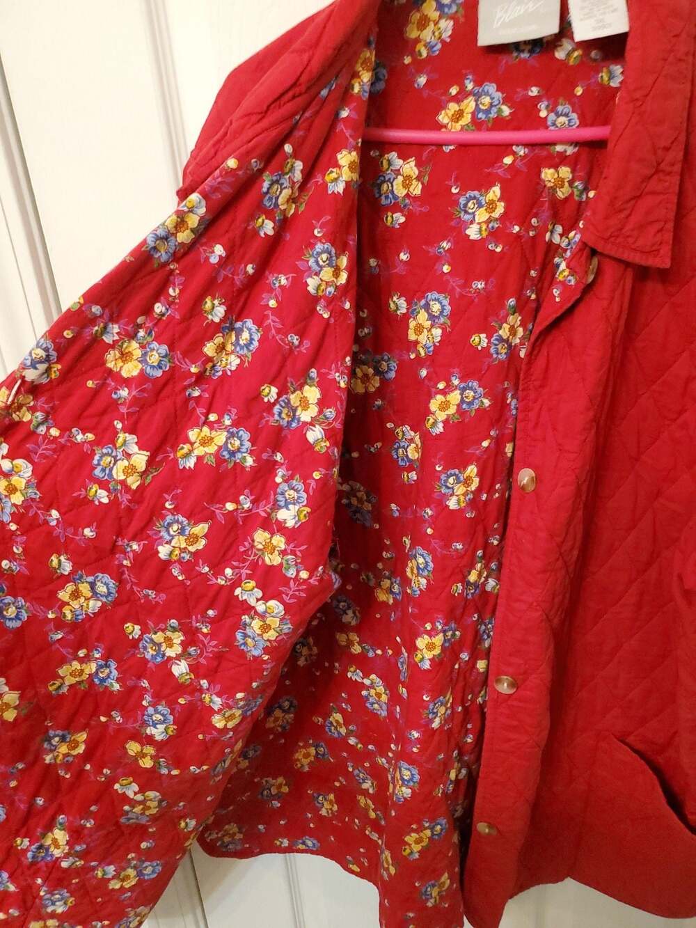 Blair Red Quilted Floral Lined Jacket Coat Women's Size 3XL - Picture 2 of 6